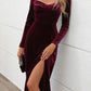 Perfee Sweetheart Neck Long Sleeve Midi Dress