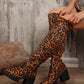 JacquardNights Leopard Round Toe Block Heel Boots