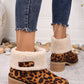Leopard Block Heel Fuzzy Boots