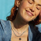 Alloy Inlaid Zircon Sun & Moon Necklace