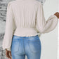 Smocked Surplice Balloon Sleeve Top