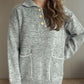 Contrast Trim Quarter Button Long Sleeve Sweater