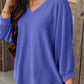 Texture V-Neck Long Sleeve Top