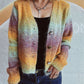 Gradient Heart Shape Button V-Neck Cardigan