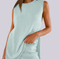 Mandy Side Slit Round Neck Tank and Shorts Sweater Set