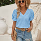Twisted Heart V-Neck Short Sleeve Blouse