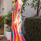 ODDI Full Size Striped Puff Sleeve Wide Leg Jumpsuit