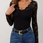 Lace Wavy Hem V-Neck Long Sleeve Top