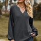 Eyelet Notched Raglan Sleeve T-Shirt