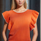 Ruffled Round Neck Knit Top