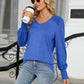 Full Size V-Neck Lantern Sleeve T-Shirt