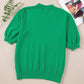Flower Mock Neck Short Sleeve Sweater
