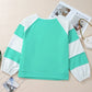 Plus Size Exposed Seam Color Block Long Sleeve Sweatshirt