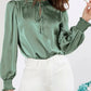 Frill Tied Lantern Sleeve Blouse