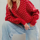 Slit Round Neck Long Sleeve Sweater