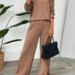 Perfee Quarter Button Long Sleeve Top and Pants Set
