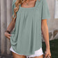 Ruched Square Neck Short Sleeve Blouse