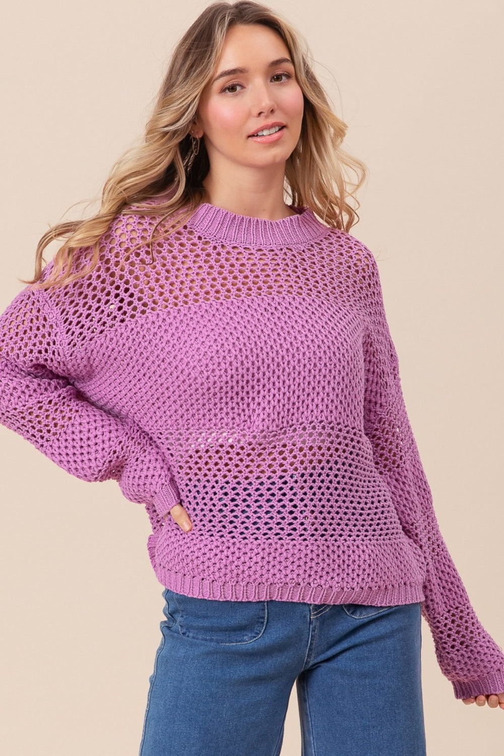 BiBi Openwork Long Sleeve Knit Top - Brand BiBi
