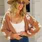Angel Wings Flower Open Front Long Sleeve Cardigan