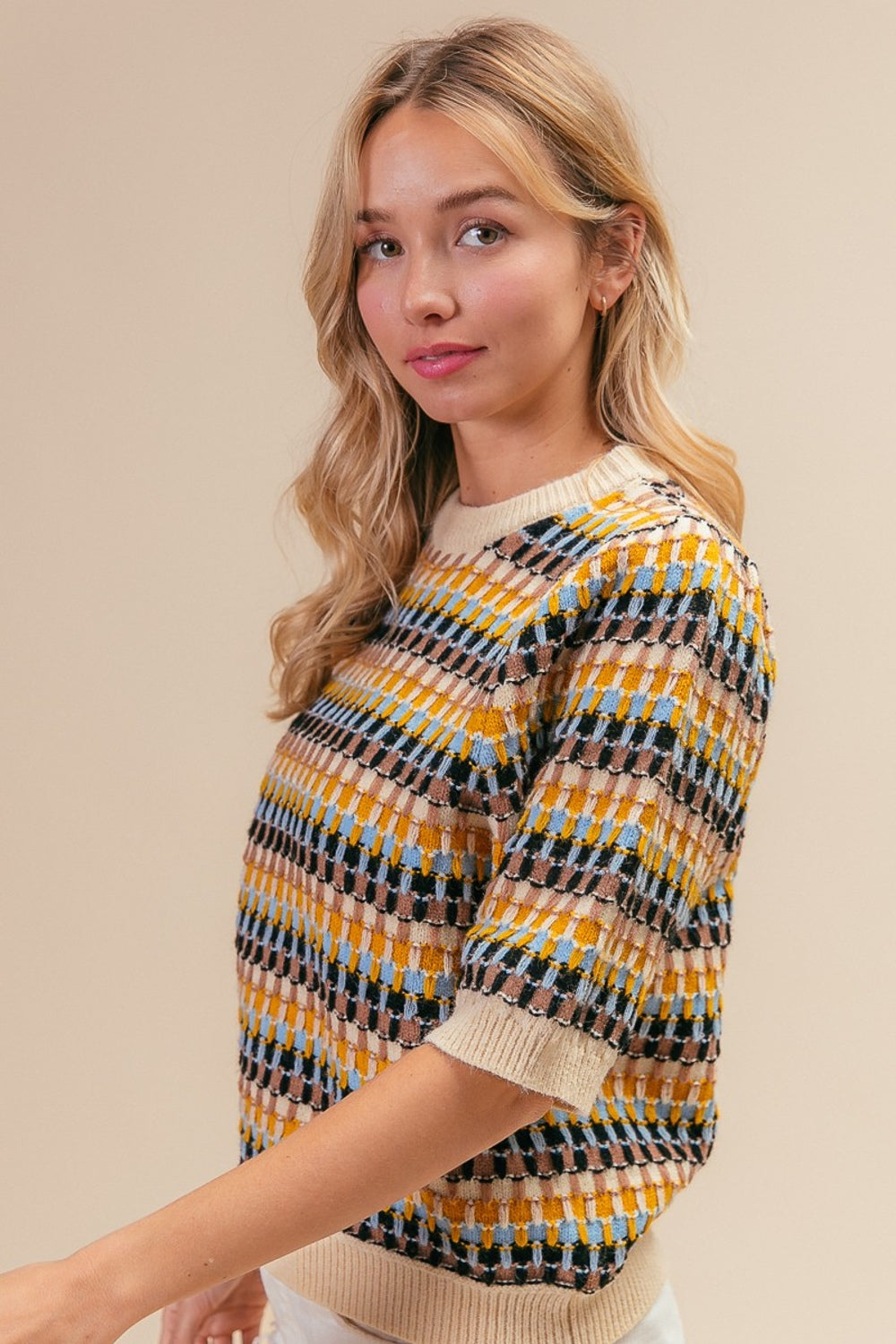 BiBi Multi Color Half Sleeve Sweater *