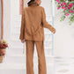 Lace Detail Collared Neck Top and Pants Set