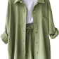 Full Size Texture Button Up Shirt and Drawstring Shorts Set