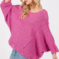 SAGE + FIG Distressed Asymmetrical Open Stitch Sweater