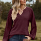 Eyelet Notched Raglan Sleeve T-Shirt