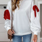 Perfee Bow Round Neck Long Sleeve Sweatshirt