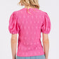Mittoshop Flower Pattern Round Neck Short Sleeve Top