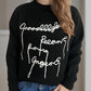 Letter Contrast Round Neck Dropped Shoulder Sweater