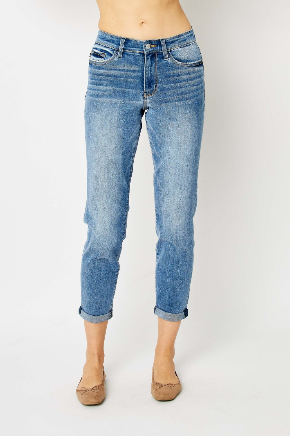 Judy Blue Full Size Cuffed Hem Slim Jeans *
