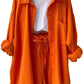 Full Size Texture Button Up Shirt and Drawstring Shorts Set