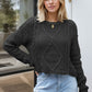 Cable-Knit Round Neck Dropped Shoulder Sweater