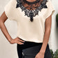 Lace Detail Round Neck Short Sleeve Blouse