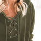 Lace-Up Dropped Shoulder Hoodie