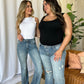 Judy Blue Full Size Medium Rise Tummy Control Destroy Flare Jeans