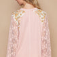 POL Flower Patch Lace Sleeve Knit Top