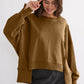 Exposed Seam High-Low Long Sleeve Sweatshirt