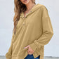Half Snap Long Sleeve Dropped Shoulder Hoodie