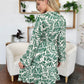 Double Take Full Size Printed Ruched Balloon Sleeve Dress