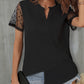 Color Block Notched Short Sleeve T-Shirt
