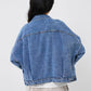 Pocketed Button Up Long Sleeve Denim Top
