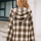 Pocketed Plaid Long Sleeve Hooded Jacket
