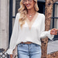 Ruffled V-Neck Flounce Sleeve Blouse