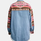 Geometric Collared Neck Long Sleeve Shacket