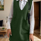 V-Neck Sleeveless Sweater Dress with Pockets