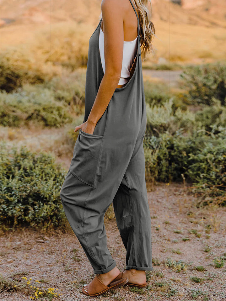 Double Take Full Size Sleeveless V-Neck Pocketed Jumpsuit *