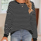 Lovelet Striped Round Neck Long Sleeve Sweatshirt