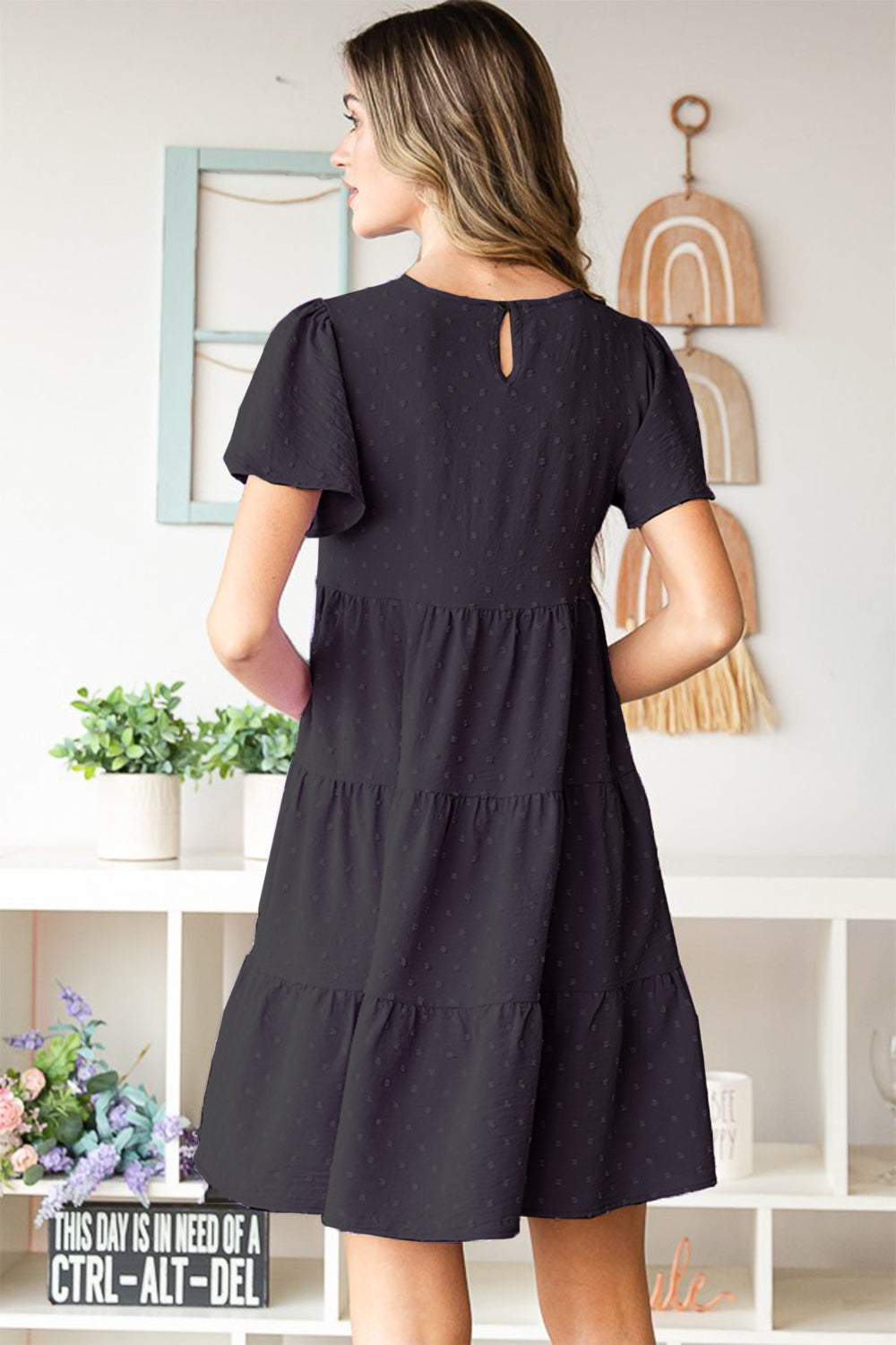 Heimish Swiss Dot Short Sleeve Tiered Dress *